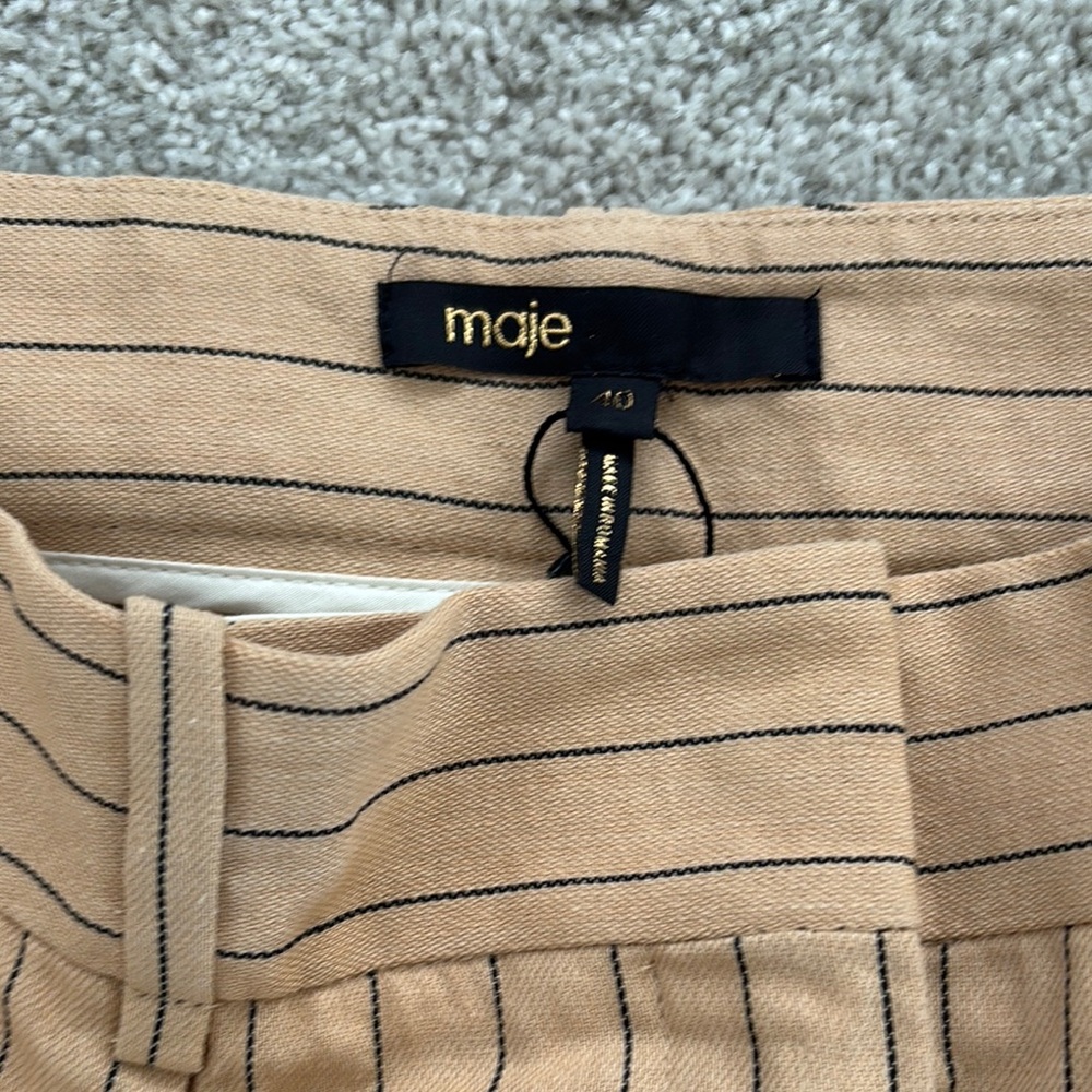 New Maje Beige and Black Striped Trousers